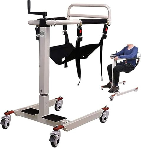 Wheelchair for Shower and Toilet, Wheelchair Lift Hoist for Lifting and Transferring Patients Height-Adjustable Flip-Up Footrests for Elderly Disabled,M