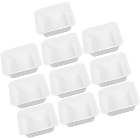 Amosfun 10-piece White Plastic Weighing Trays Square Sample Weigh Boats for Laboratory Use Reusable Dry Powder Containers Portable Weighing Dishes