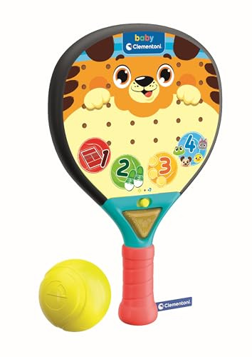 Baby Clementoni Baby-padel med boll – med racket, mjuk gummiboll och elektroniskt aktivitetscenter för motoriska färdigheter och skicklighet – för småbarn från 1–4 år – 17591