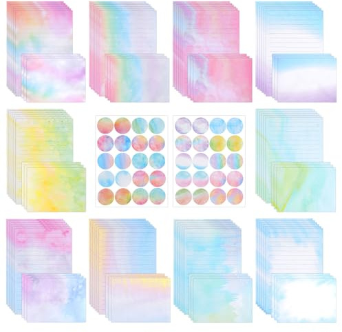 Candcamp 130 Pcs Letter Writing Set, Letter Writing Paper and Envelopes | with 60 Lined Writing Papers, 30 Envelopes, 40 Watercolor Sealing Stickers for Letter, Valentine's DayPoetry, Invitation