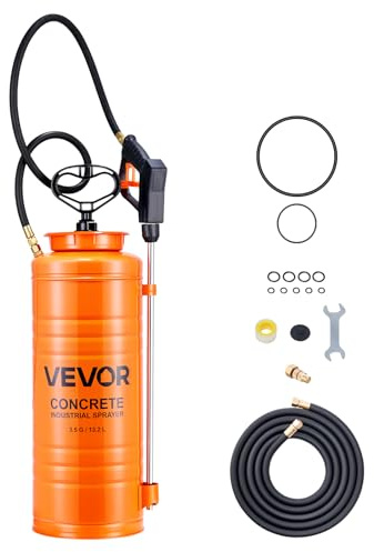 VEVOR Drucksprüher Industriell, 13,2L Edelstahl-Sprühgerät, Hochleistungs-Pumpsprüher, Stab mit ergonomischem Pistolengriff, Schlauch, 2 Messingdüsen, ideal für BAU, Garten