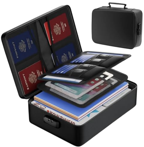 Fireproof Document Case by Manhattan International. Best for storing documents in a 3-Layer Fireproof Document Bag. Water Resistant with Lock for Important Documents, Certificates, Passports.
