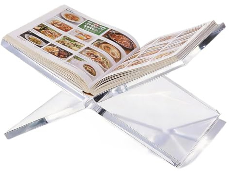 ROKZELT Support de Livre en Acrylique Transparent, Support de Livre Ouvert pour Afficher et Lire des Livres de Cuisine, Livres D'Art, Bibles, Magazines – Maison et Bureau