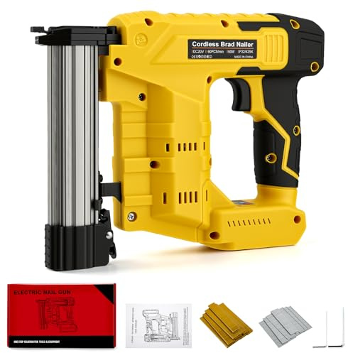 VeftBltrem 18GA, chiodatrice elettrica senza spazzole con 1000 chiodi e 1000 graffette, compatibile con batteria De-Walt da 20 V, per fai da te, mobili e riparazioni (senza batteria)