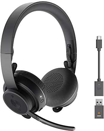 Logitech Zone 900 Over-Ear Wireless Bluetooth Headset with advanced noise-cancelling microphone, connect up to 6 wireless devices with one receiver, quick access to ANC and Bluetooth - Grey