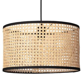 LEDKIA LIGHTING - Hängeleuchte Huela | Natürliches Rattan-Design | Vintage-Stil für Wohnzimmer, Küche, Schlafzimmer | E27-Fassung | Vielseitige Beleuchtung, Natürlich, Rattan