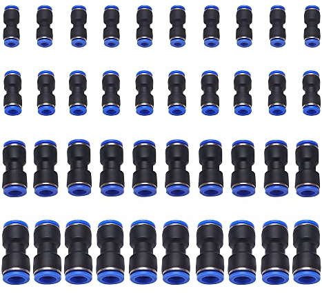 VooGenzek 40 Pièces Connecteur Droit Pneumatique Raccords Rapides de Tube, Raccords de Tuyau Raccord de Tube de Ligne d'Air en Plastique, pour 6mm/8mm/10mm/12mm Tubes