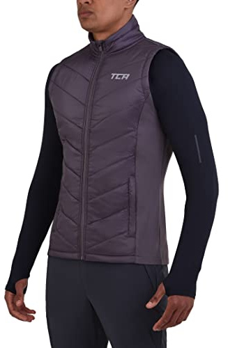 TCA Chaleco Excel Runner acolchado y ligero para Caminata y Senderismo con Bolsillos con Cremallera para Hombre - Morado, XL