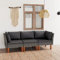 KOIECETA Gartensofa 3-Sitzer mit Kissen Sofa Lounge Gartenmöbel Garten Garnitur Sitzgruppe Gartenset Couch Ecksofa Mittelsofa Grau Poly Rattan
