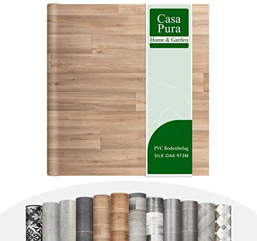 casa pura Vinylboden Meterware Atlantic - Holzoptik Fliesenoptik Steinoptik - PVC Bodenbelag - Vinyl Designbelag für Küche, Bad & Wohnbereich (Silk Oak 973M, 100x300 cm)