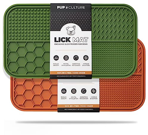 Pup Culture Dog Lick Mat for Dogs (2 Pack), Feeding Pad for Anxious Pets Plus 4 Different Puzzles for Mental Stimulation for Dogs - Supports Mental, Dental, and Digestive Health - Heavy Duty