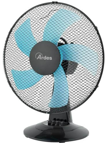 Ardes - AR5ST40N Tischventilator STEELO 40N 5 Flügel - Tischventilator 40 cm Oszillierend mit verstellbarer Neigung - Ventilator 3 Geschwindigkeiten leise, Schwarz