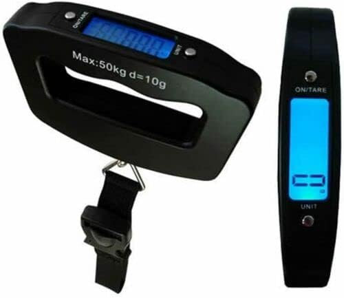 50kg Digital Luggage Scale with 4 Units (Kg/g/lb/oz), Electronic Travel Hanging Scales with Backlit Display/Tare/Data Hold Function, Handheld Style