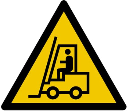 W185 - Gabelstapler und andere industrielle Fahrzeuge - Warnschild - Maße wählbar - Norm ISO 7010