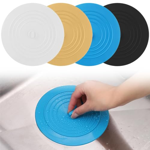 Universal Stöpsel für Spülbecken & Waschbecken, 4 Stück Abflussstopfen Silikon, Universal Stöpsel Badewannenstöpsel Gummi für Küche & Bad(4 Farben)