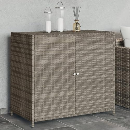 ShGaxin Armadio Portaoggetti da Giardino in Rattan PE Grigio 83x45x76 cm per Conservazione Esterna - 365545