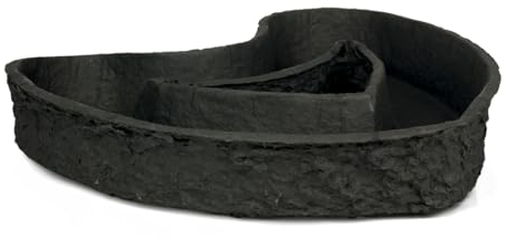 Cœur de plante ouvert comme bac à plantes pourrissant de 36 cm – Pot de fleurs durable noir en papier mâché dissolvable – Bol de fleurs biodégradable pour tombe funéraire Friedwald