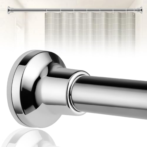 Vorhangstange ohne Bohren, Duschvorhangstange Edelstahl 76-224cm, Gardinenstange Ausziehbar Silber für Badezimmer, Fenster, Kleiderschrank