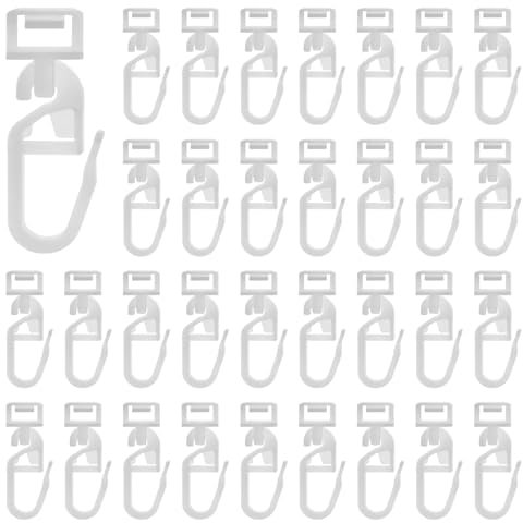 60 Pcs Curtain Hooks Plastic, 34mm Curtain Glider Hooks for Groove Widthof 5.8-7 mm White Clips Fir Camper Van Curtains, Universal For Curtains In Caravans And Swift Motorhome