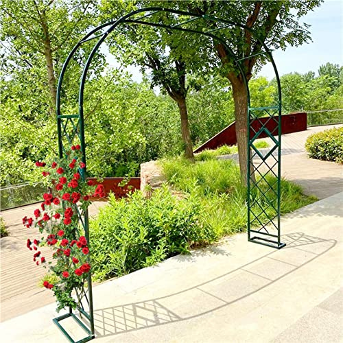 Arco de metal para jardín, 180 cm, 380 cm de ancho, para plantas trepadoras y rosas, arco de base verde de 76,2 cm
