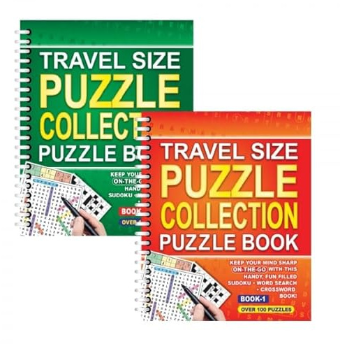Youngland Travel Size Puzzle Book – Sudoku, Wordsearch & Crosswords – Pack of 2