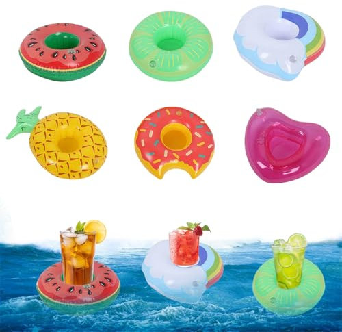 LUMOOM Lot de 6 porte-gobelets gonflables, porte-gobelets flottants, pour piscine, fête, plage, adultes et enfants (B)