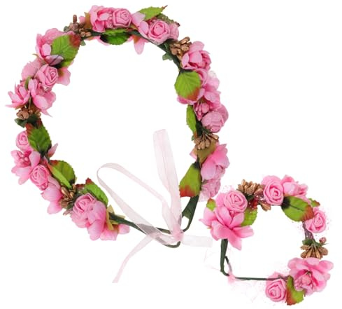HONITANO 2 St Huvudgirlang Smycken Kvinnor Blomsmycken Girlang Armband Blomtiara Flicka Blomsterkrans Flicka Blomhuvudband Blomkrans Armband Blommig Huvudbonad Blomkrona