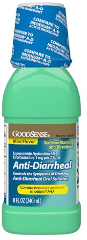 GoodSense Loperamide Hydrochloride Oral Solution, 1 mg per 7.5 mL, Mint Flavor, Anti-Diarrheal Medicine