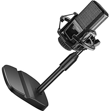 Naroote Support de Microphone de Bureau, Support de Micro de Bureau Réglable Stand de Microphone de Réglable Empêcher la Table de Glissement de Micro avec Tablette de Téléphone (#4)