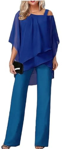 Traje de pantalón para mujer elegante vintage, conjunto de 2 piezas con tul, traje de noche con conjunto de segunda pieza, camisa de gasa y cintura alta, traje de cóctel festivo, traje de pantalón