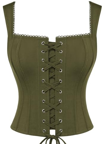 Scarlet Darkness Y2K Corset Top Boned Renaissance Pirate Goth Bustier Tops