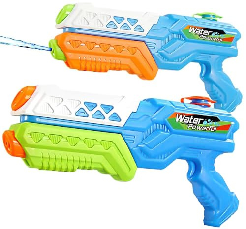 Lot de 2 Pistolet à Eau, Puissant Gros Pistolets et Fusils à Eau Portée de 7 à 9 Mètres, Pistolet a Eau Puissant Capacité de 600 ML, Water Gun Adapté aux Plages, Aux Jardins et aux Piscines