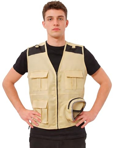 Wildarms Disfraz de Chaleco Estilo Explorador para Adultos, Traje de Aventura y Juego de Rol para Hombre y Mujer, Ideal para Halloween, Carnaval y Fiestas Temáticas