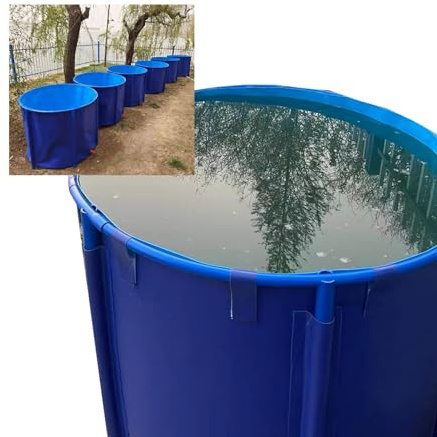 Pool Above Ground Round Canvas Fish Pond Pool with Metal Bracket Rain Barrel Children's Pool Fish Tank for Breeding Koi Agricultural, Easy to Install (Color : Blue, Size : 2X1M/31