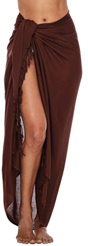 SHU-SHI - Damen Sarong/Pareo für den Strand - zum Tragen über Badeanzügen - EinheitsgröÃŸe - Braun