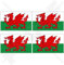 WALES Walisisch Flagge, Fahne Großbritannien UK 50mm Auto & Motorrad Aufkleber, x4 Vinyl Stickers