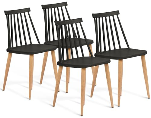 IDMarket - Lot de 4 chaises Lily Noires pour Salle à Manger