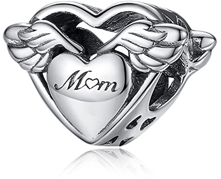 Annmors Donna Ciondolo Ali d Angelo e Mamma Argento 925 Colgantes per Charm Bracciale