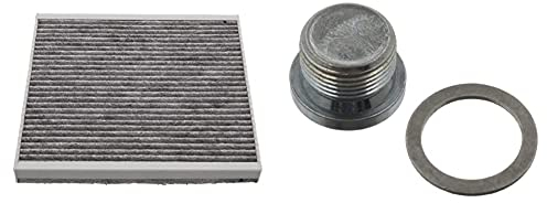 febi bilstein 36040 Aktivkohlefilter/Innenraumfilter, 1 Stück & 37944 Ölablassschraube mit Dichtring, 1 Stück
