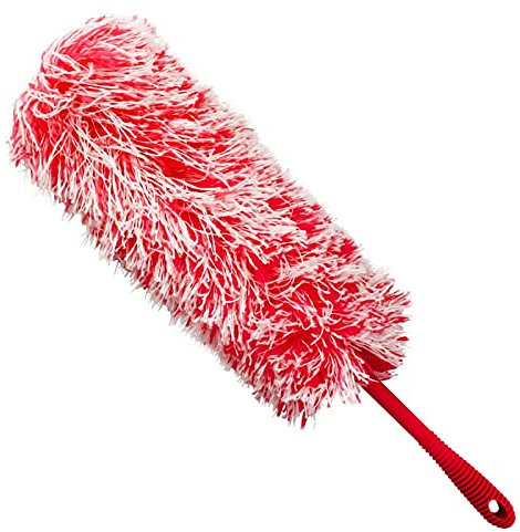 HOMESHOPA Microfibre Feather Duster, Washable Reusable Hand Duster, Flexible Head, Anti-Static, Duster for Household Home Office, Car, Computer,Furniture Cleaning, Red