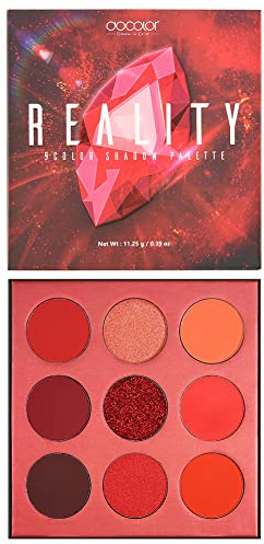 Docolor 9 Colores Paleta de Sombras de Ojos Roja Paleta de Sombras Mate Altamente Pigmentado Brillos Desnudo Ahumado Crema de Purpurina Polvo Colorido Paleta de Maquillaje Resistente al Agua-Realidad