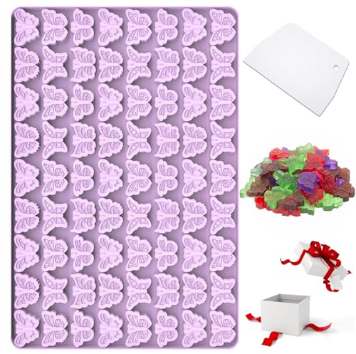 Butterfly Mold, 72 Cavities Mini Butterflies Silicone Molds for Chocolate Candy Gummy, Food Grade Small Silicone Butterfly Molds for Homemade Cake Decorations/Snack Biscuits