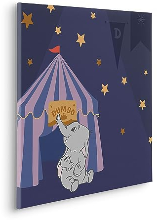 Komar Komar Stretcher Frame Picture Starry Night with Dumbo Size 60 x 60 cm Children's Room Picture Wall Picture Children's Room