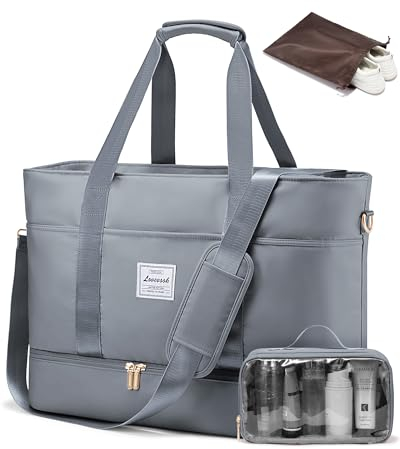 LOVEVOOK Reisetasche Damen, Wasserdicht Weekender Travel Duffel Carry On Bag mit Schuhfach, Kliniktasche Geburt Mommy Handgepäck Tasche Saunatasche Gym Sporttasche Fitnesstasche für Reise Ryanair
