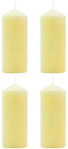 Tradineur - Pack de 4 velas taco con aroma a vainilla, velón de cera perfumada, larga duración: 25 horas, aromaterapia, decoración del hogar (Vanilla Cream - 10,5 x 4,5 cm)