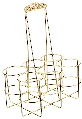 ABOOFAN Handheld Beer Carrier Basket Gold Small Beer Holder Rack Metal Organizer for Bbq for Picnics and Outdoor Events