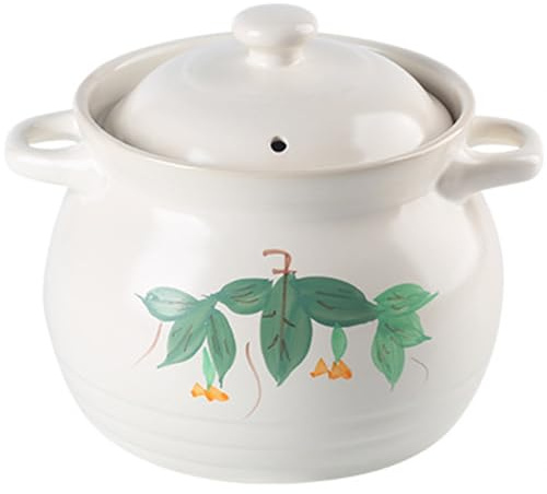 Hgjgwqh Ceramic Casserole Clay Pot With Lid, Earthenware Heat Resistant Dish, Chinese Stockpot Stewpot Cookware for Cooking Stew Soup Steam, White, 1.1L