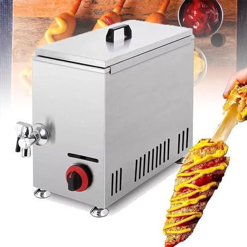 Freidora de Palitos para Perritos Calientes con Queso de 21L, Freidora para Perros de Maíz, Máquina para Hacer Palitos para Perritos Calientes de Queso a Gas Lpg Comercial