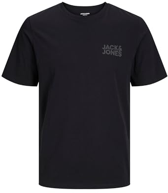JACK & JONES PLUS ecorp Logo camiseta SS ONeck Pls Camiseta, Negro/Detalles Estampado pequeño/Negro, 4XL Hombres