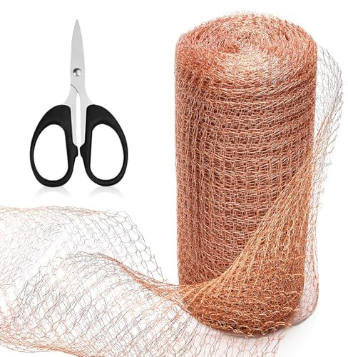 Filet Anti Limaces Et Escargots Couche Double Filet En Cuivre 12,7cm x 6m Filet Cuivre Anti Limace Avec Des Ciseaux Maille De Cuivre Pour La Maison Jardin Lutte Antiparasitaire Rongeur (127mm x 6m)